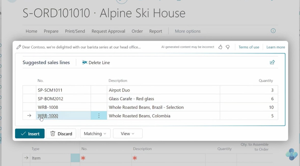 Copilot intégré dans Microsoft d365 Business Central