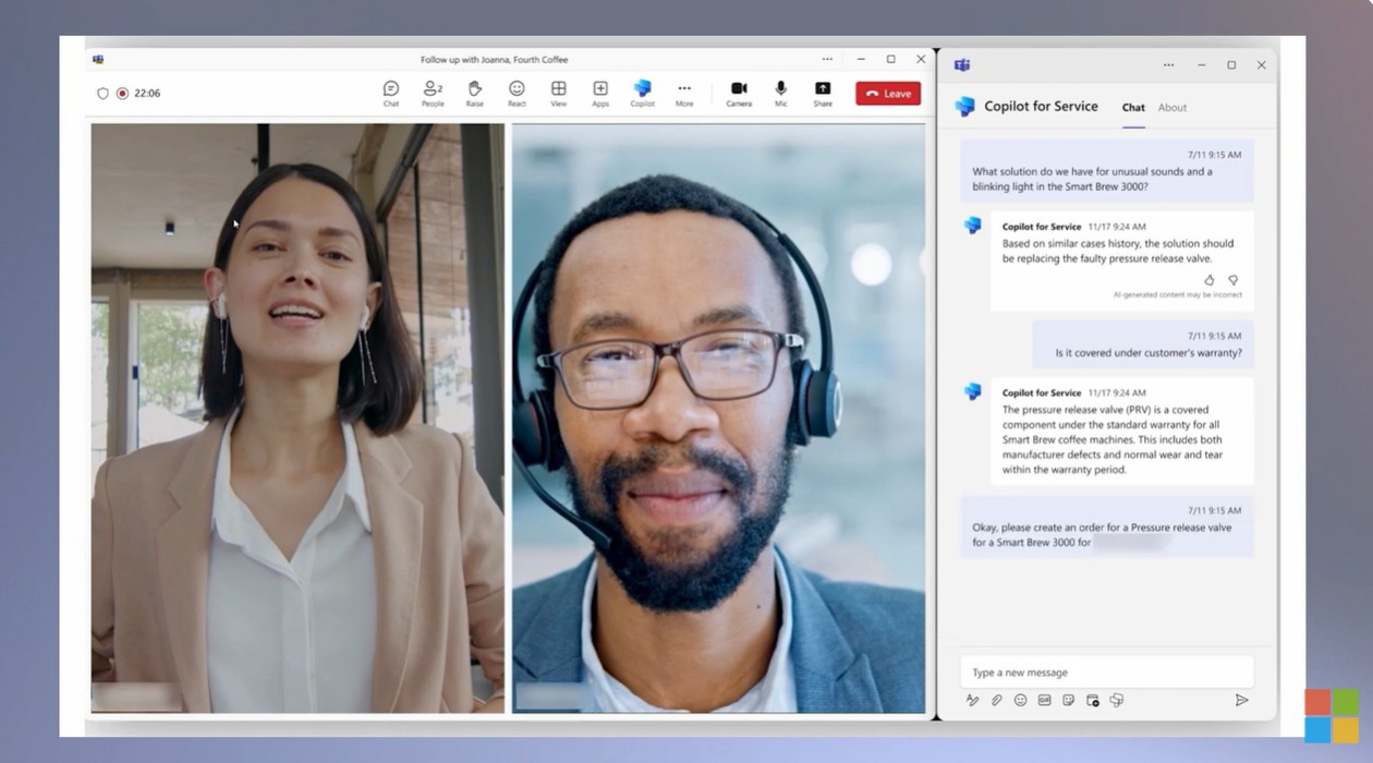 Microsoft Copilot IA et logiciel service client