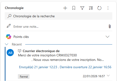 La "chronologie" est l'une des fonctionnalités dans Séquences