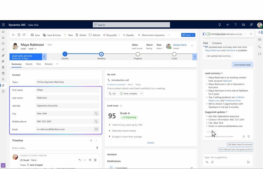 Copilot dans microsoft d365 customer engagement